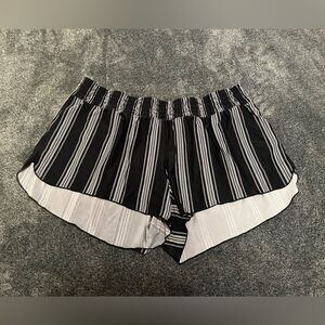 Black and White Striped Swim Shorts